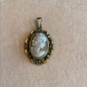 14zK Gold and Cream Cameo Pendant. Vintage. Early 70’s.
